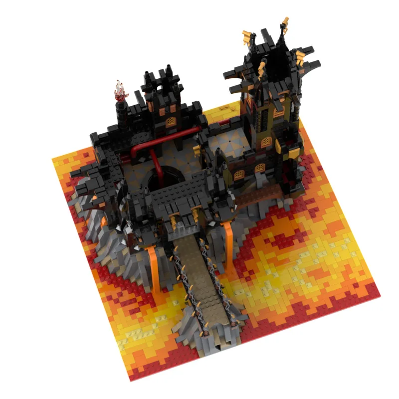 3262 부품 MOC 중세 검은 용 바위 성 건축 블록 레트로 건축 모델 디스플레이 장난감 어린이 DIY 조립 선물