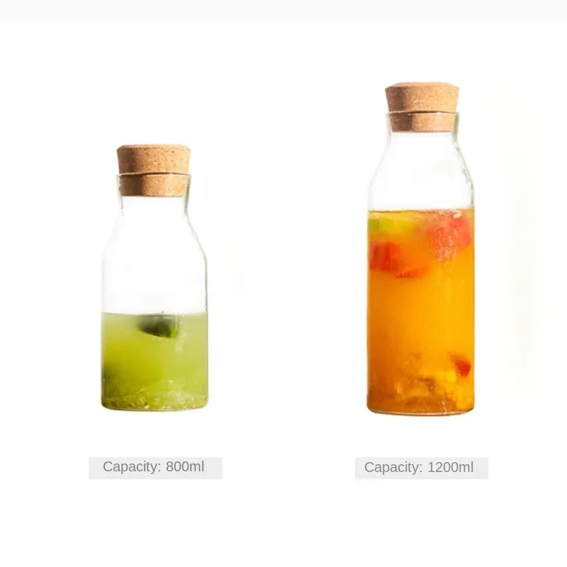 pot  Cork Food Grade Borosilicate Cold Brew Tea Glass Enzyme Bottles Borosilicate Sealed Jars Fruit Wine Storage Containers