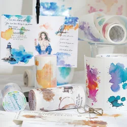 1 adet/1 grup dekoratif yapışkan bantlar watercolour fantezi maskeleme bantları önemsiz dergisi Scrapbooking stikkendi başına yap kağıdı japon