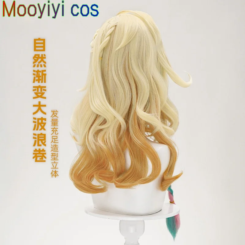 جديد Mooyiyi cos Genshin Impact Xilonen شعر مستعار تأثيري هالوين عيد الميلاد لعب الأدوار حفلة معرض كوميدي شعر مستعار قبعة مجانية