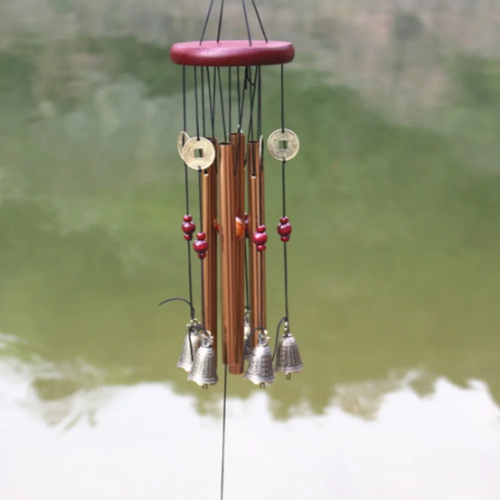 

Church Bell Wind Chime Copper Alloy Pipe Solid Wood Pleasant Sound Good Luck Charm Easy To Hang Wind Chime For Good Luck