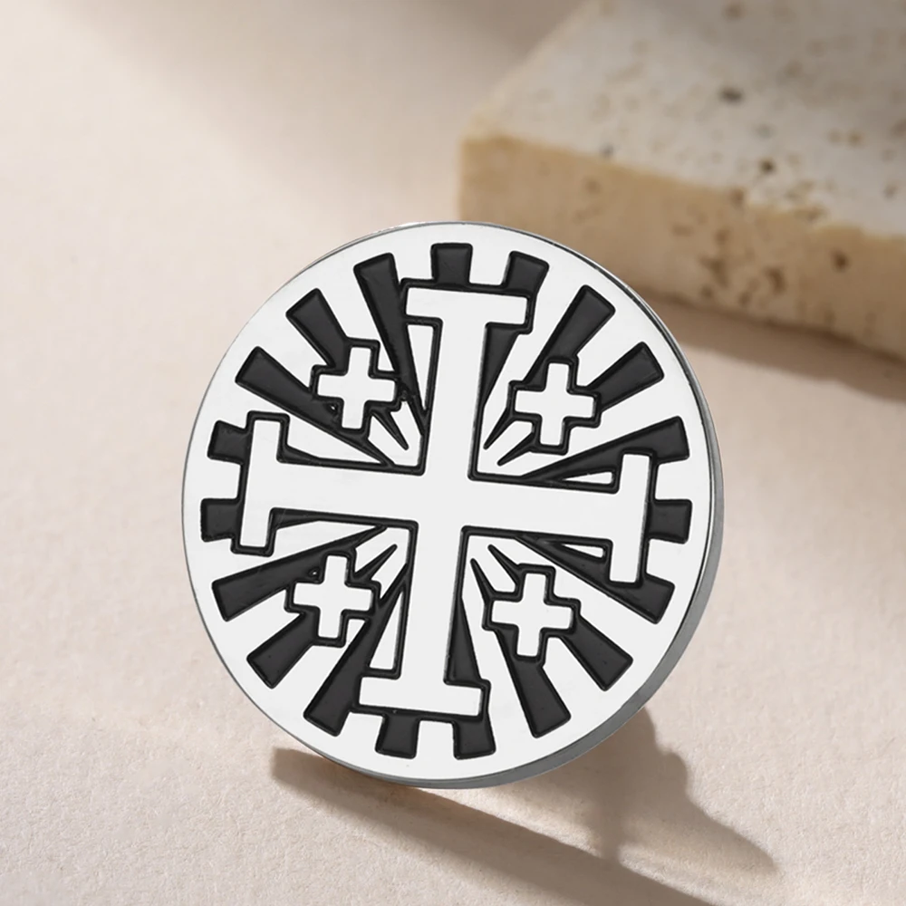 Dawapara Jerusalem Kreuz Brosche Pins Religiöses Gebet Glaube Griechisch-orthodoxer Schmuck Schutz Amulett Edelstahl Zubehör – Detail 8