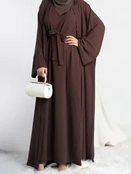 2 pezzi Abaya Kimono abbinato set musulmano Ramadan Abaya per le donne Dubai Turchia Abito hijab interno Abbigliamento islamico africano Jilbabs