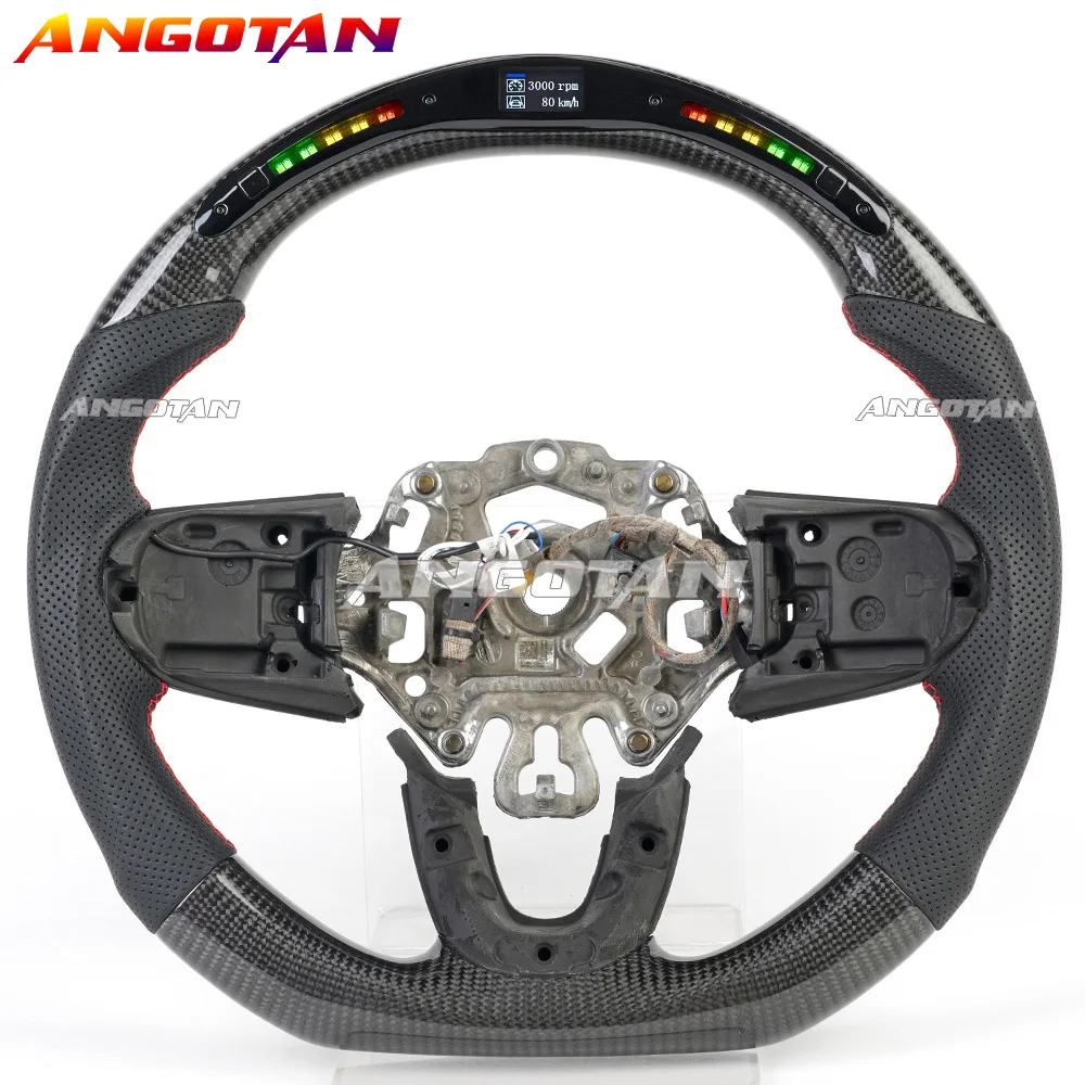 Car Steering Wheel Kit Leather Carbon Fiber Racing For Mini F54 F55 F56 F57 2014 2015 2016 2017 2018 2019 2020 (Without Button）