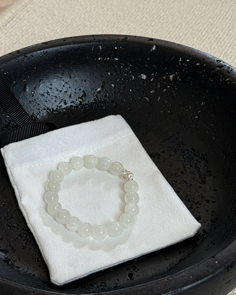 Natural White Moonstone Simple Minimalist Cat's Eye Bead Bracelet for Women summer tender women hand chain