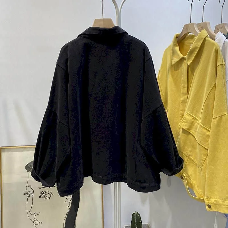 Jackets for Women Clothes Korean Fashion Loose Oversized Polo-neck Solid Cardigans Long Sleeved Workwear Autumn Coats Women Tops