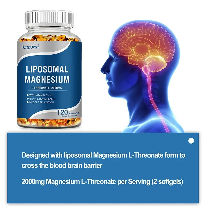 Liposomal Magnesium L-Threonate - Supports Sleep, Boosts Energy Levels, Promotes Brain and Bone Health and Muscle Relaxation