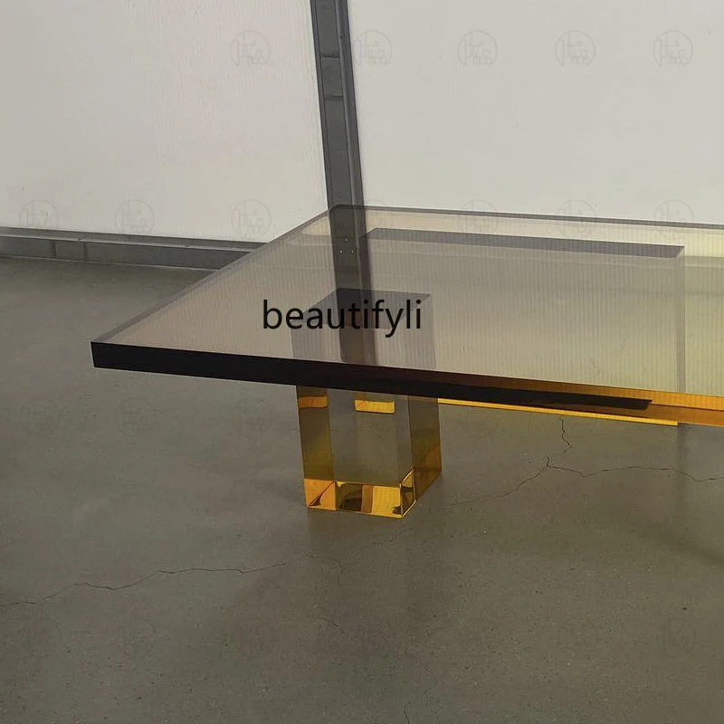 Cuadrado acrílico transparente, mesa pequeña, mesa baja moderna, mesa de centro esquinera de mesa de té