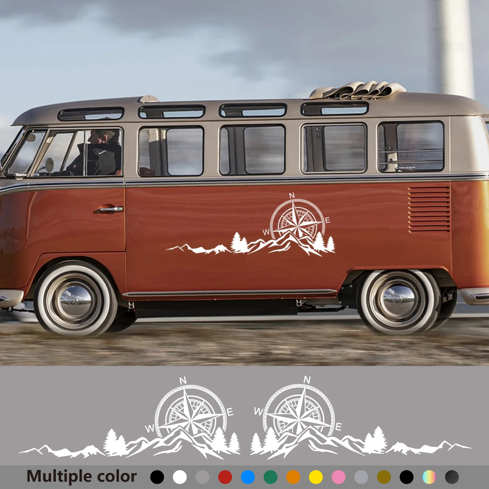 

2pcs Forest Mountain Graphics Car Stickers For Motorhome Horsebox Caravan RV Camper Van Body Decor Auto Vinyl Decals Accessories