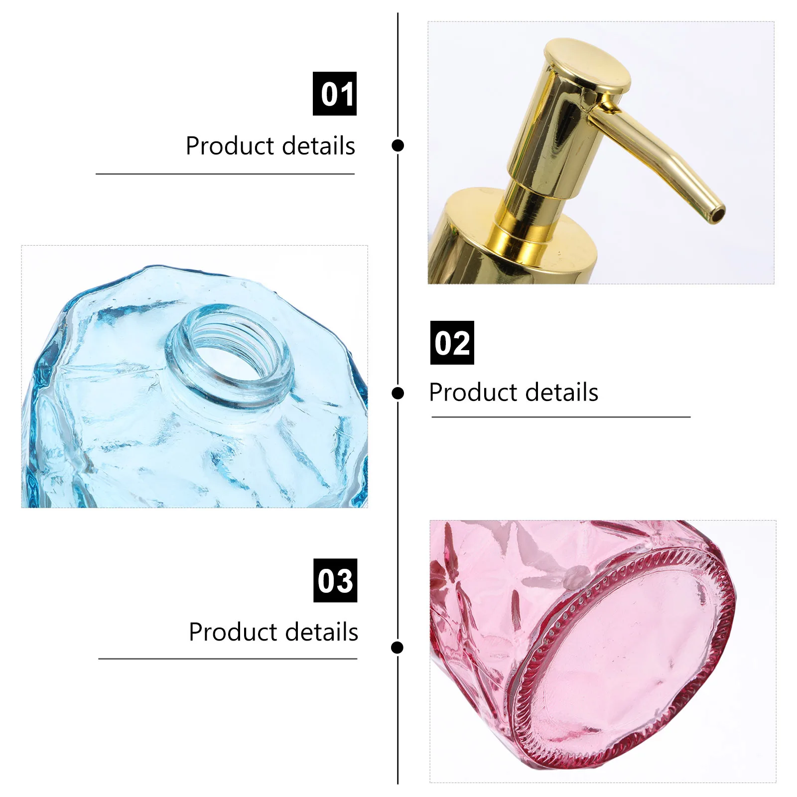 

3Pcs Travel Glass Pump Bottles Press Sub Bottle Set for Shampoo Body Lotion Hand Soap Portable Refillable Glass Sub Bottle