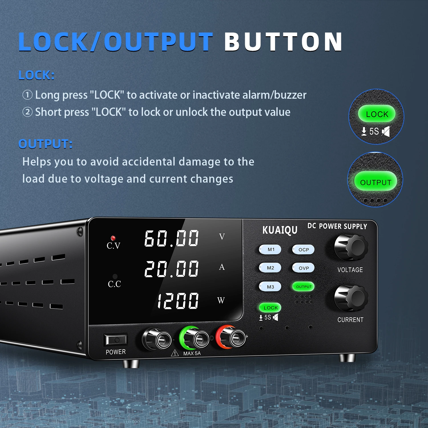 KUAIQU HighPower DC Adjustable Switching Power Supply for Power Supply of Multiple Parallel LED Groups or High-Power Single LEDs