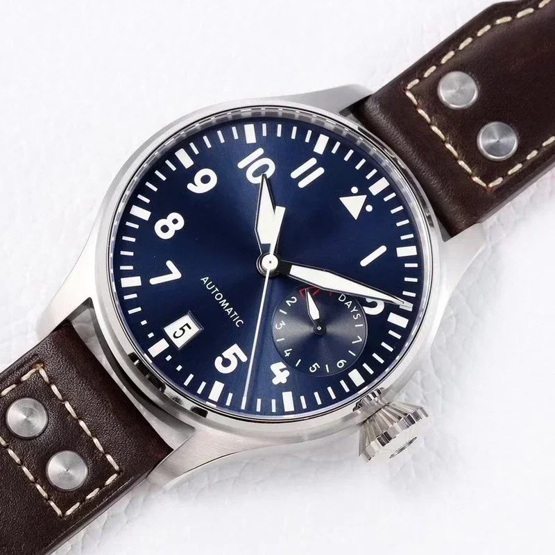 ساعة ميكانيكية للرجال من Big Pilots أوتوماتيكية على الموضة من الفولاذ المقاوم للصدأ ساعات جلدية بنية Relogio مخصصة حسب الطلب