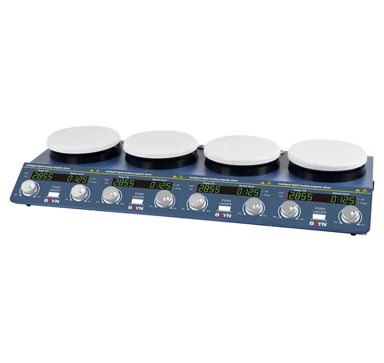 BMS-MH2-4 Lab high precision sheet metal shell PID control 4 plates independent display Magnetic Stirrer With Brushless DC motor