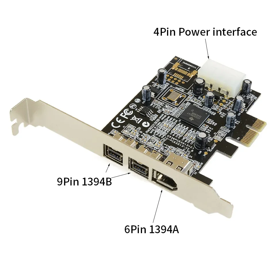 

PCI Express PCI-E x1 to 3 Ports 1394B Controller Card Add On Card for FireWire 800 IEEE 1394 B 2+1 Digital Camera Video Capture