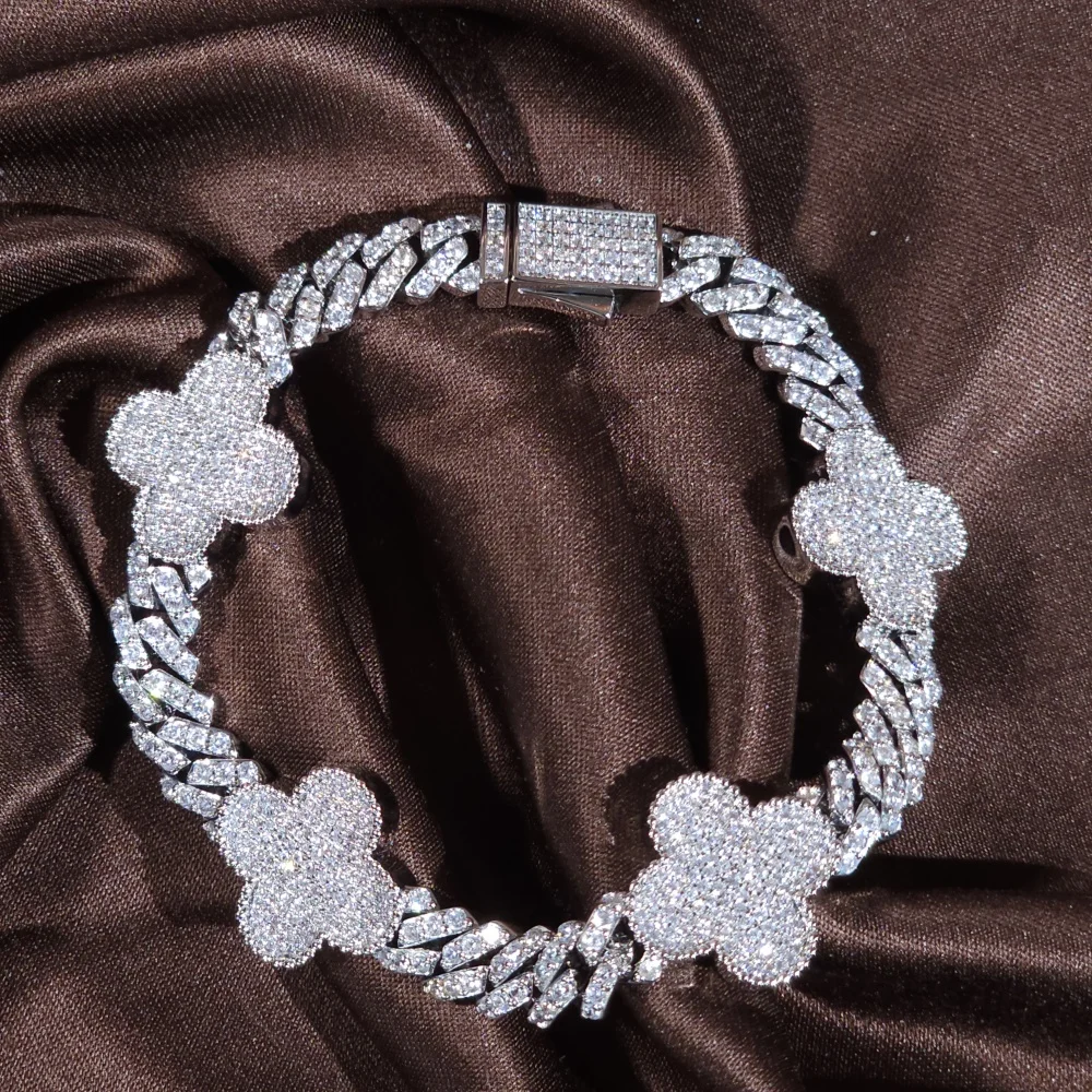 ICEC زهرة الكوبية سوار مثلج خارج تشيكوسلوفاكيا الأحجار الصب المشبك النساء الإكسسوارات الهيب هوب سلسلة الروك الإسورة سلاسل فاخرة الفرقة #4