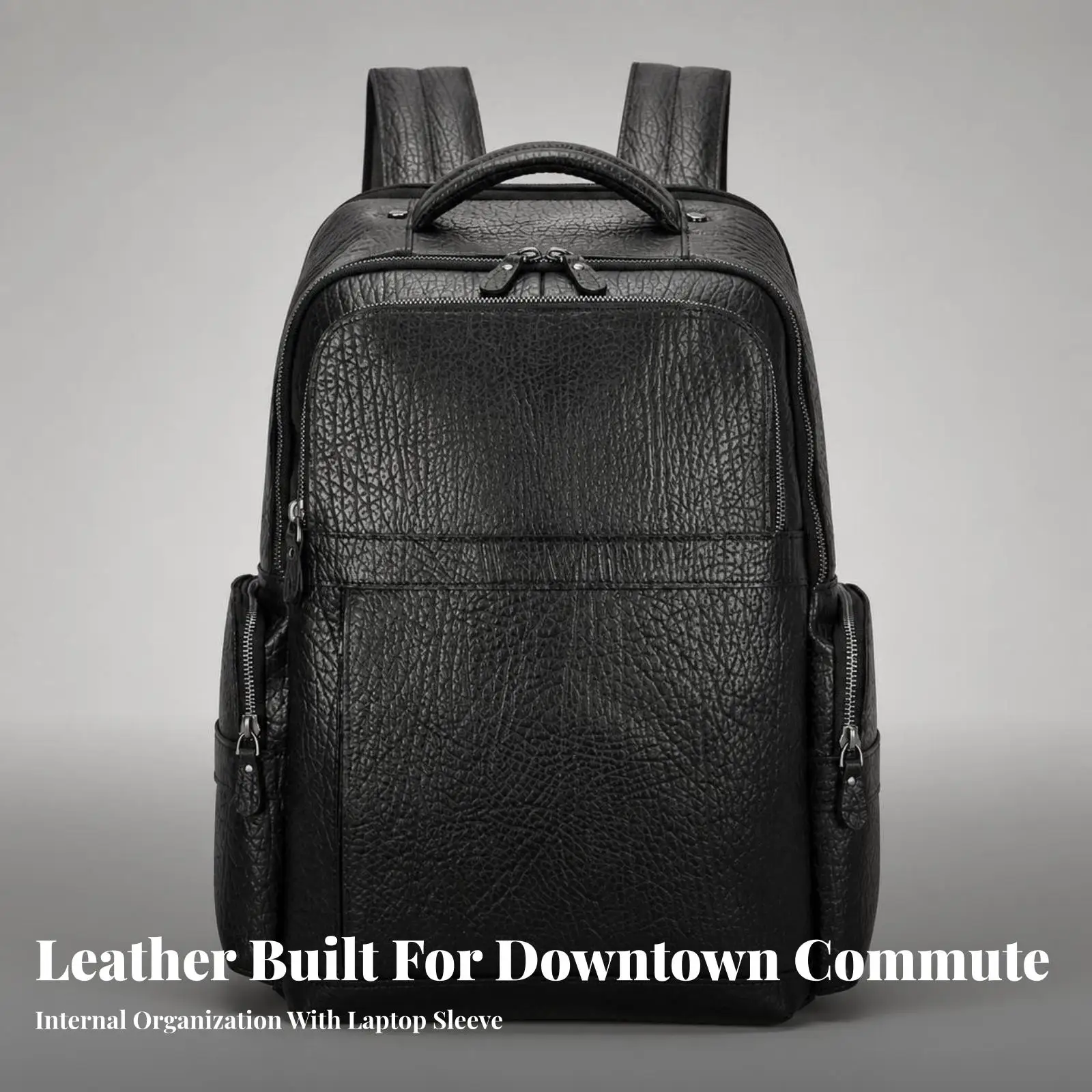 Leather Travel Rucksack for Weekend Escapes Sturdy Cowhide Backpack with Adjustable Straps and Rectangular Shape for Smart