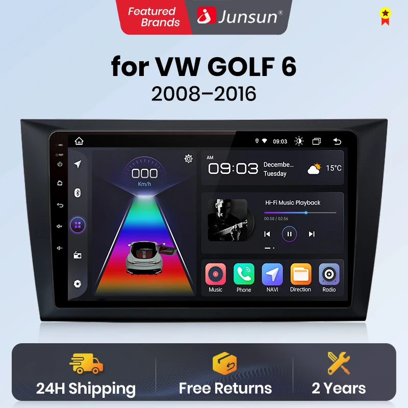 Junsun Wireless CarPlay Android Auto for GOLF 6 2008-2016 GPS Car Radio Smart Systems Smart Car Radio