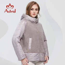 Astrid 2022 Spring Women's Jacket Women Clothing Faux Fur Tops Fashion Stitching Padded Coats Hooded Parkas Outerwear AM-10262