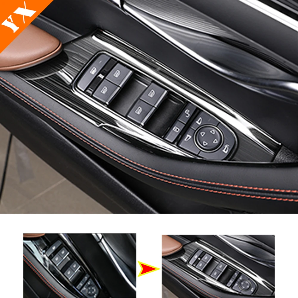 

Auto Accessories Stainless Carbon Car Door Armrest Window Glass Lift Switch Button Frame Panel For BYD Song PLUS DMI EV 2020-23