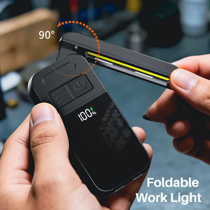 Multifunctional Magnetic Work Light Foldable for Workshop USB-C Rechargeable Pocket EDC Flashlight Portable LED Mechanic Light