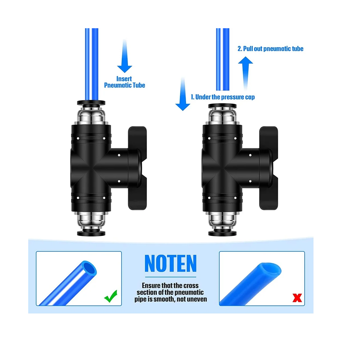 Pneumatic Ball Valve Push to Connect Fittings Ball Valve Air Flow Control Valve Air Fittings Straight Quick Connect 6MM