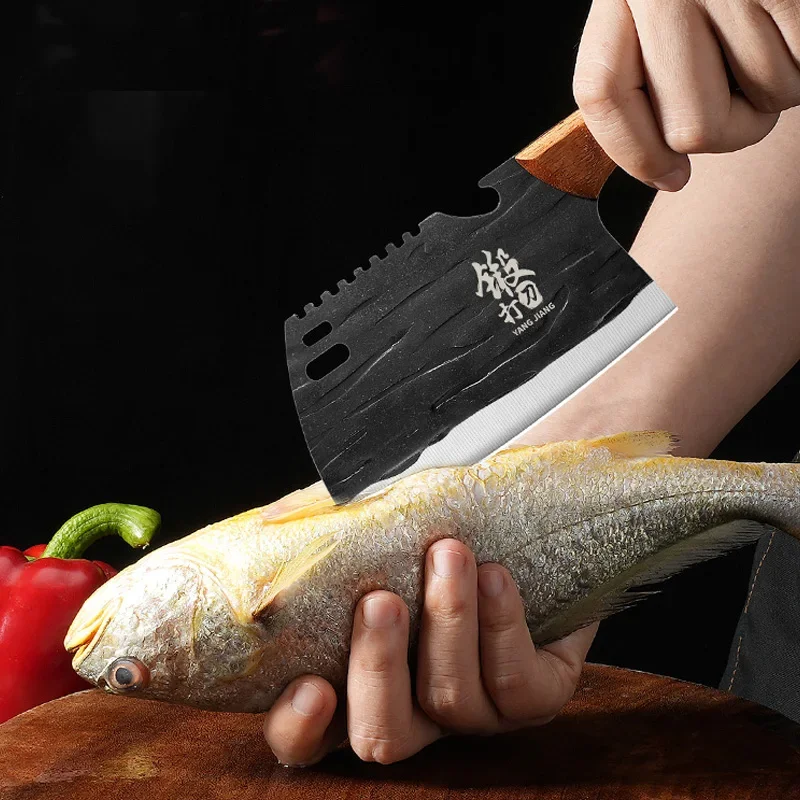 1/2/5pcs Forged Kitchen Knives, Sharp Carving Knives Forging Knives, Stainless Steel Knife With Solid Wood Handle Chef'S Knife