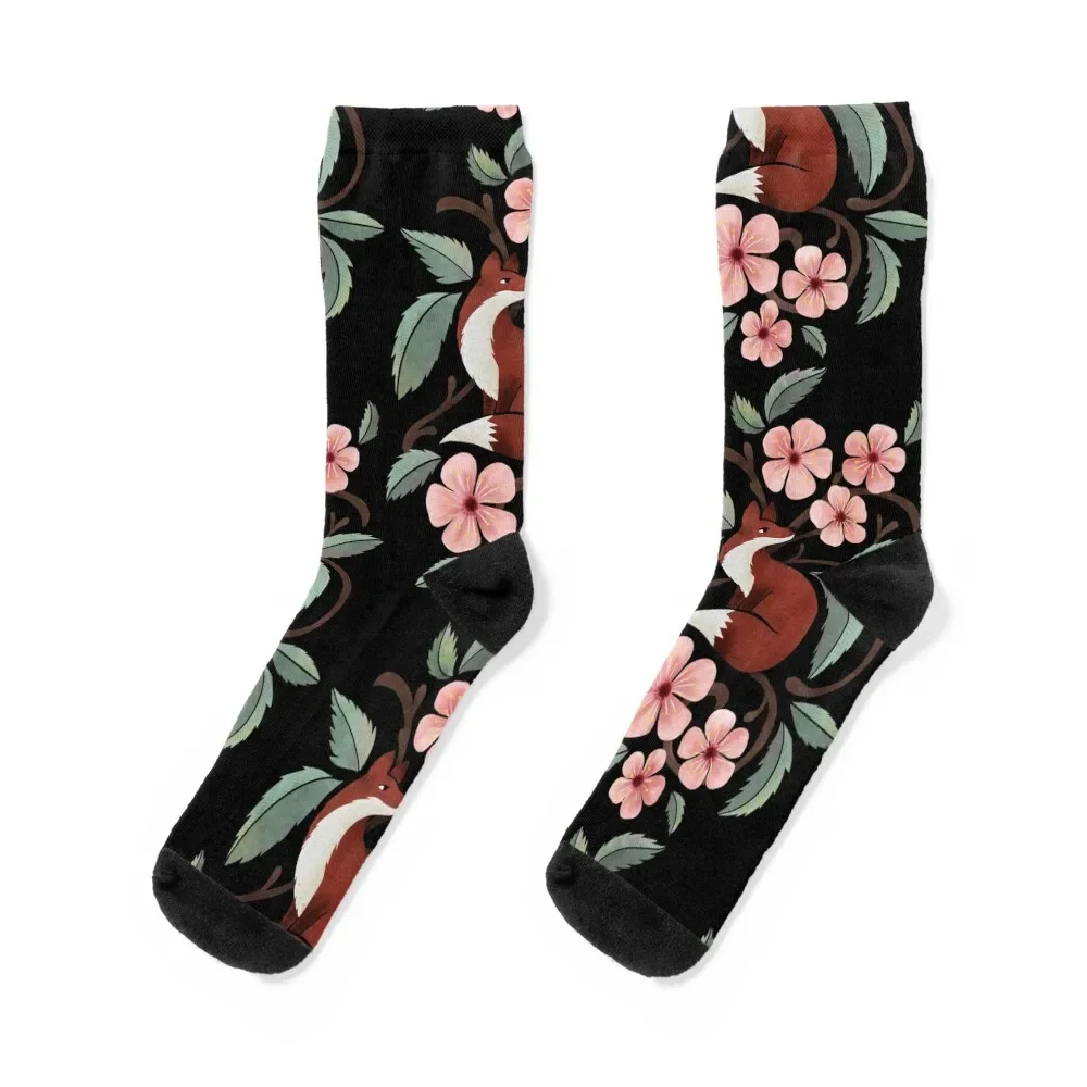 

Fox in Cherry Blossoms Socks designer brand ankle Socks Female Men's