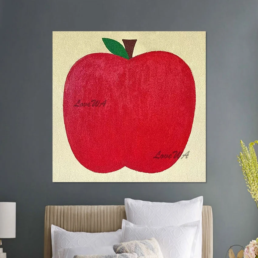 Unframed  Wall Picture For Bedroom Red Apple Simple Abstract Acrylic Painting Hand Painted Acrylic Artwork Modern Home Decor