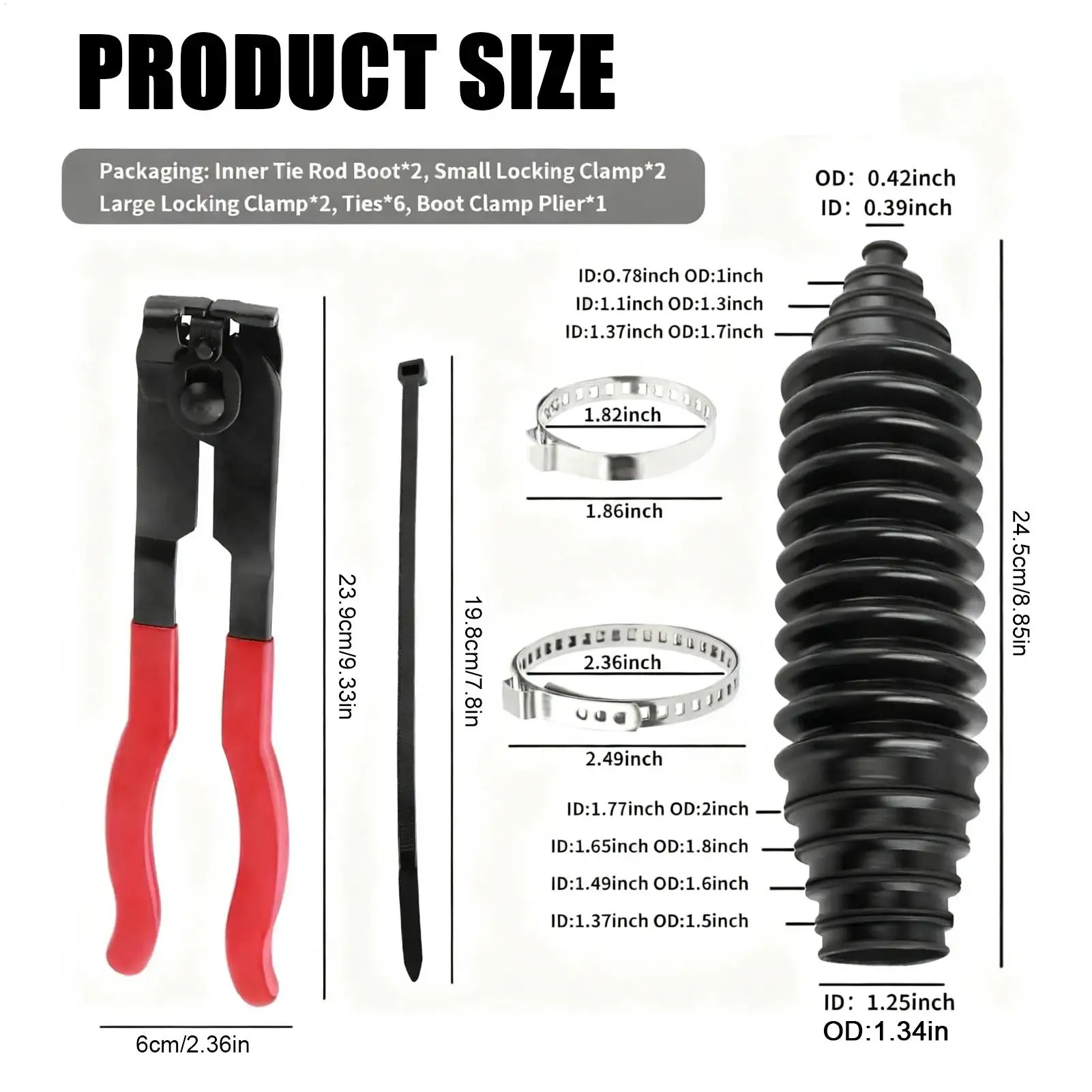 Kit de inicialização de cremalheira de direção de carro, 2 peças, à prova de poeira, universal, suprimentos automotivos, cremalheira de direção, capa contra poeira para suv, rv, veículo, inverno frio