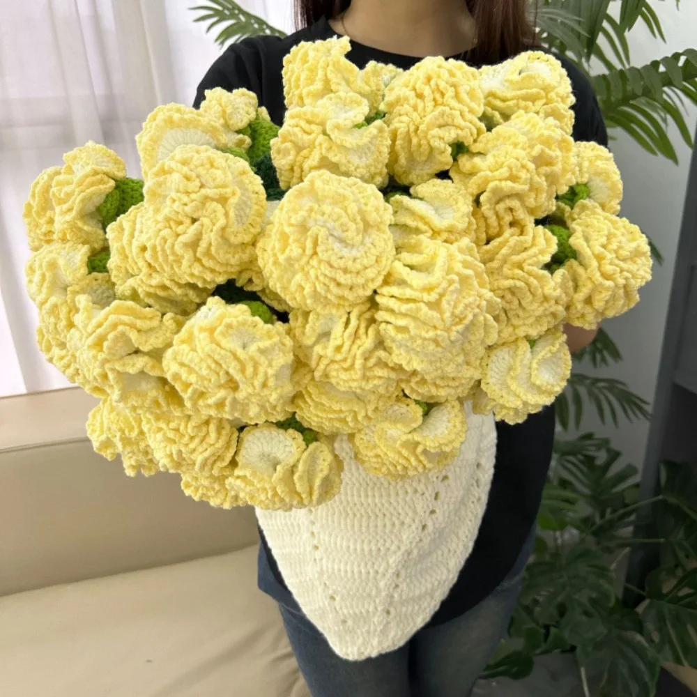 

Crochet Carnation Bouquet Blanket Fashion DIY Craft Knitted Flower Blanket Finished Carnation Nap Blanket Valentine's Day