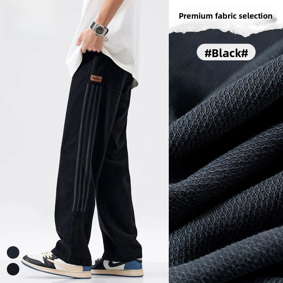 

Men's Casual Pants Draped Straight Leg Elastic Quick Dry Comfortable Fashionable Casual Striped Patchwork mid Waist Cotton