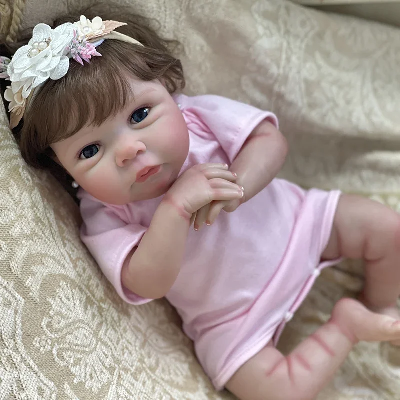 

48CM Miley Reborn Baby Newborn Doll Lifelike Soft Touch Cuddly Baby Multiple Layers Painting 3D Skin with Hand Root Hair