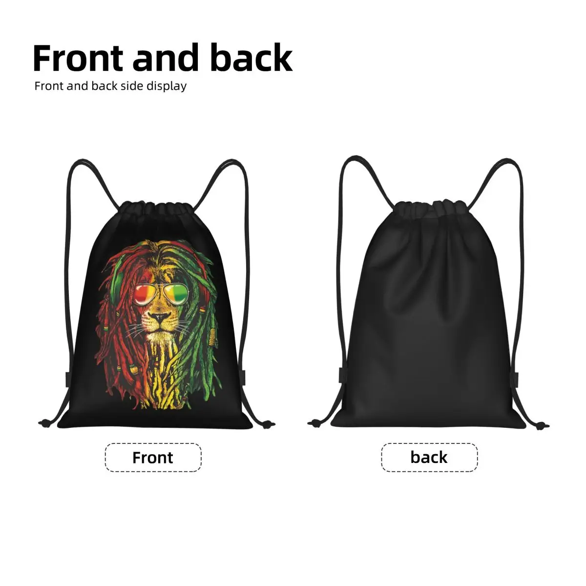 Rasta Lion Of Judah Jamaica Drawstring Bags Men Women Portable Gym Sports Sackpack Reggae Rastafari Rasta Shopping Backpacks