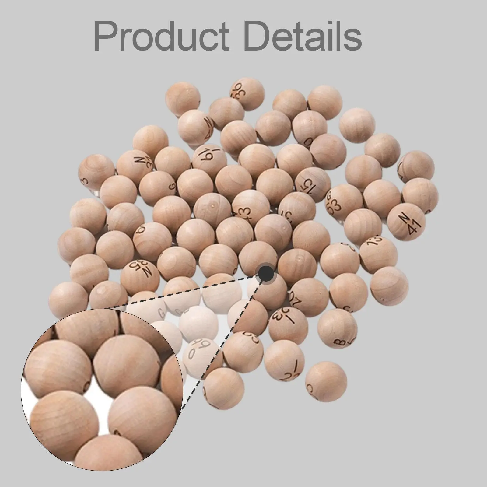 

75x Wooden Bingo Game Balls Lightweight for Large Groups Family Game Nights