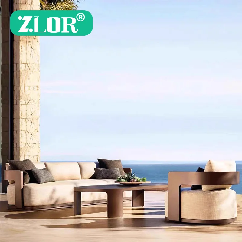 

Modern Aluminum Outdoor Sofa Set with Waterproof Cushions-Durable Rust-Proof Design for Parks & Gardens