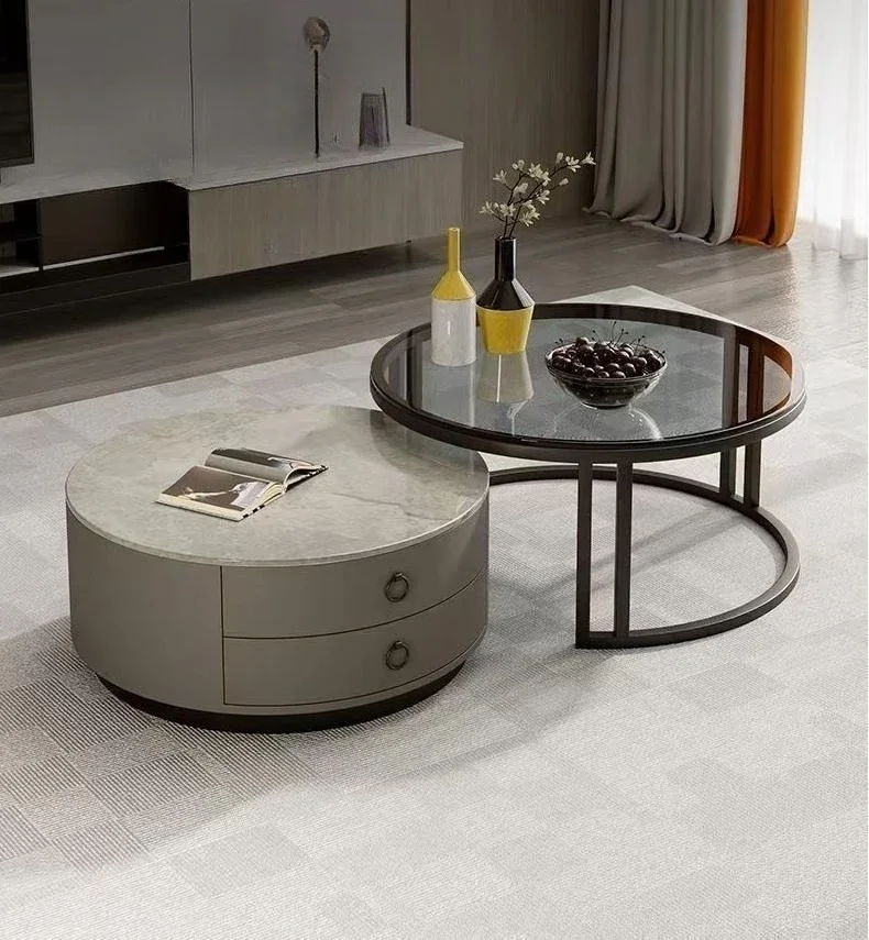 Modern Round Coffee Tables Metal Nordic Glam Minimalist Coffee Tables Simple Decor Mesa Auxiliar Salon Living Room Furniture