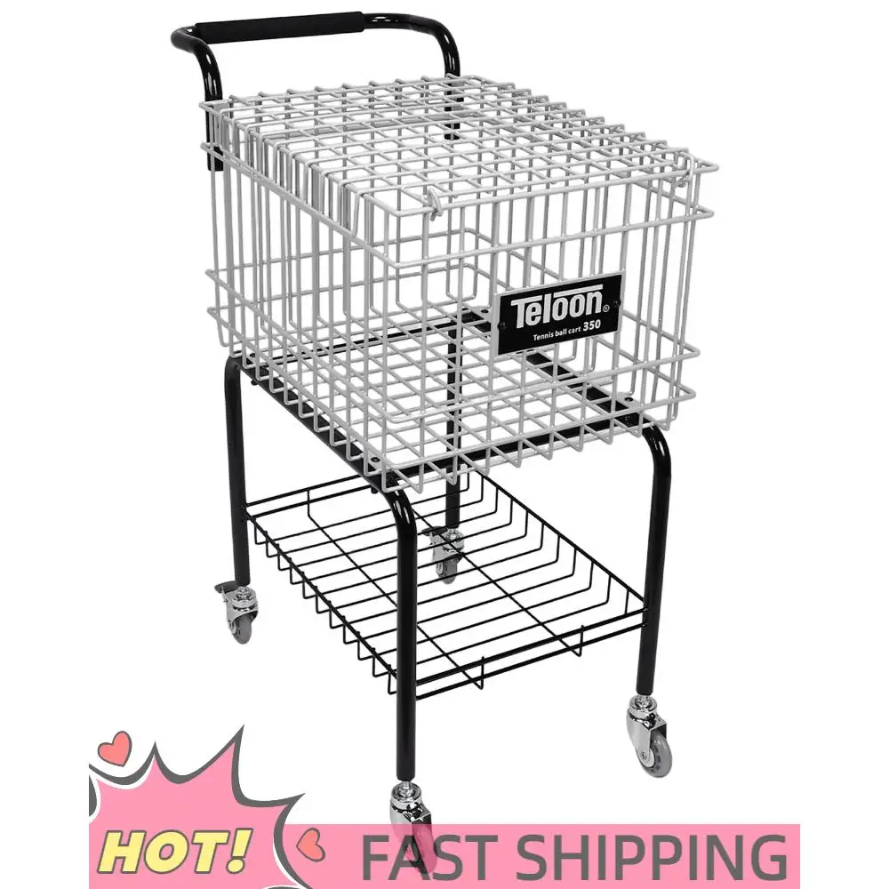 

Portable Steel Ball Trolley Holds 350 Balls Large Capacity Tennis Frame Ball Basket for Tennis/Pickleball/Baseball/Softball