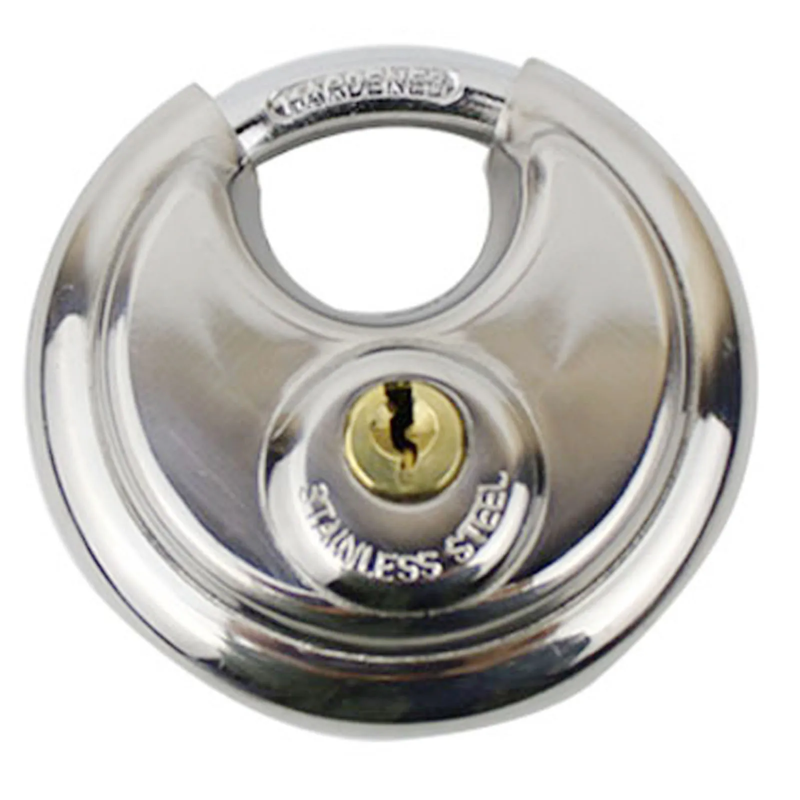 Stainless Steel Corrosion Resistant Discus Padlock With Keys Secure Anti Rust Lock For Warehouse Garage Storage Security view 4