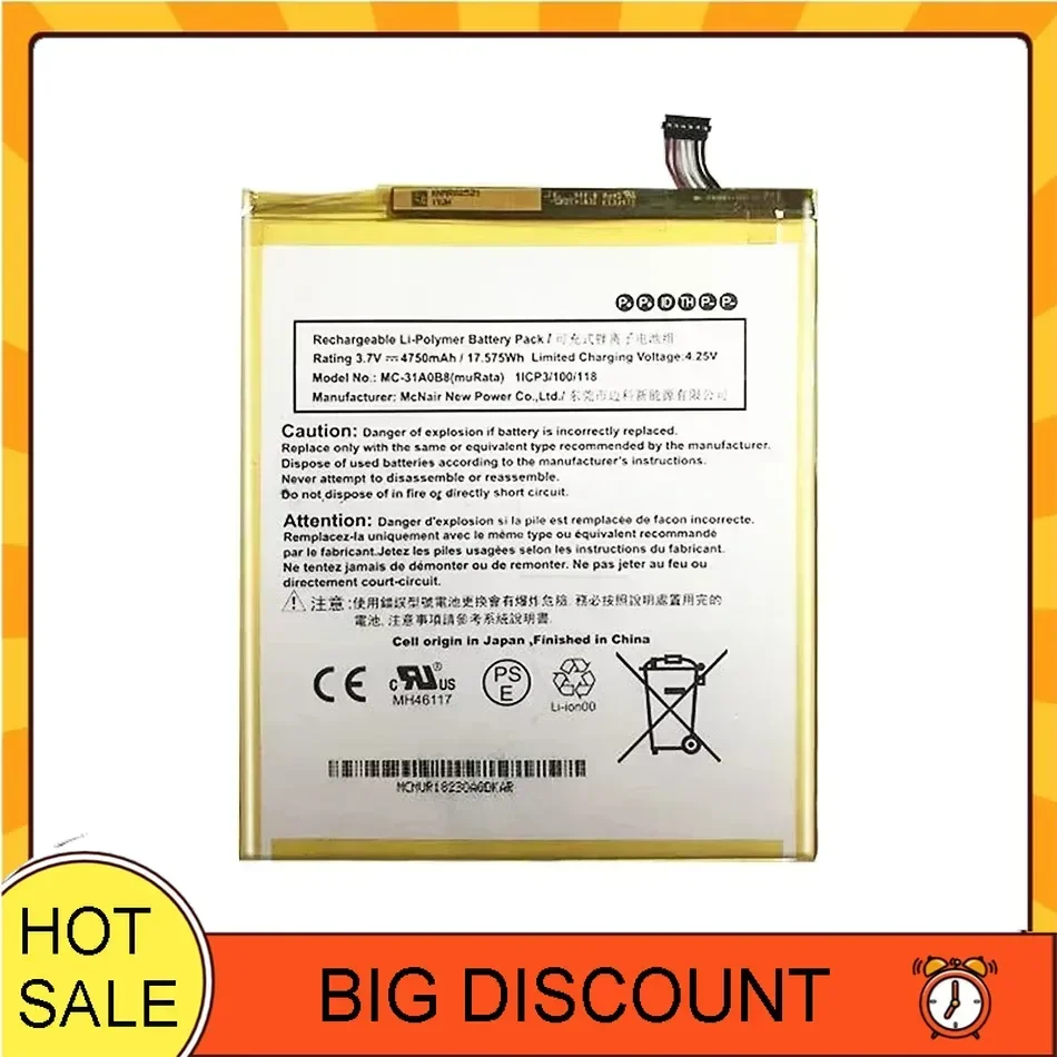 Replacement Battery MC-31A0B8 For Amazon Fire HD 8 7th Generation 2017 Release SX034QT 4750mAh