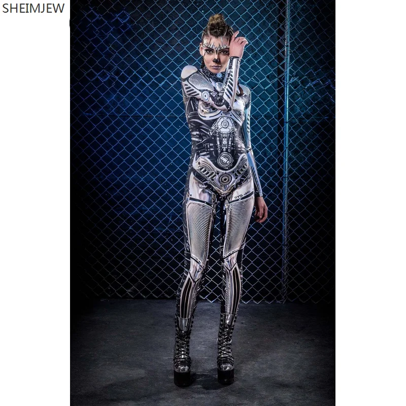 Sexy Women Cosplay Costumes Ladies Snake Pattern Skeleton Rose Punk 3D Jumpsuit Catsuit Zentai Female Halloween Party Bodysuit