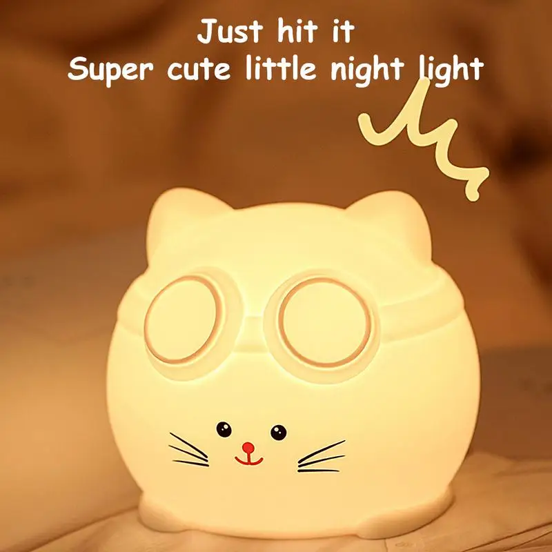 Cat Night Light For Kids Cute Silicone Lighting Table Lamp Touch Bedside Lamp With Timer Function Nightlight USB Rechargeable