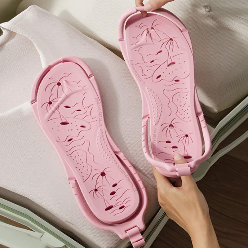 Summer Folding Slippers EVA Flip-Flops Men Trip Travel Portable Slippers Home Hotel Couple Bathing Slides Soft Beach Shoes