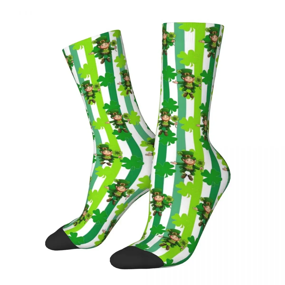 St Patricks Day Stockings Women Leprechaun Shamrock Socks Comfortable Harajuku Socks Spring Cycling Non Slip Pattern Socks Gift