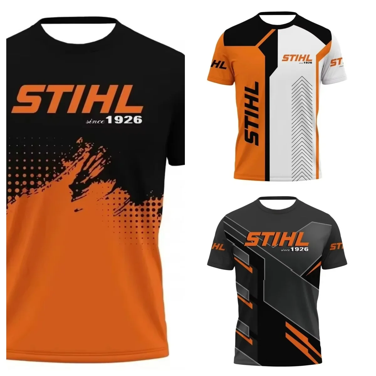 

Лето 2025 г., мужская спортивная футболка с принтом Stihl, летняя повседневная быстросохнущая футболка с короткими рукавами и модным уличным топом, уличная футболка