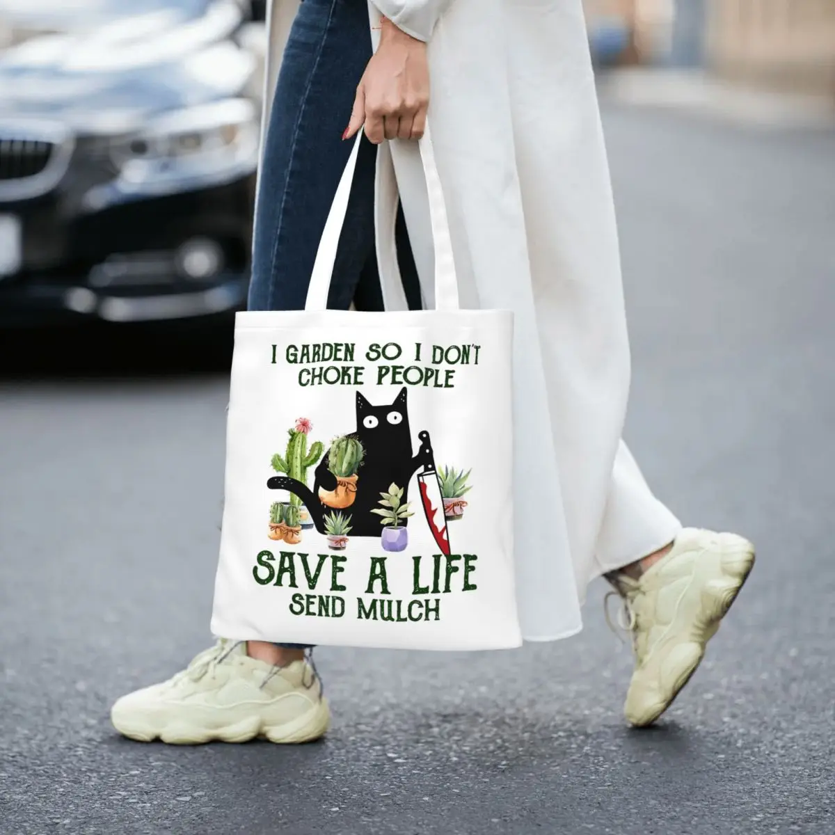 أنا حديقة حتى لا أختنق الناس إنقاذ الحياة أرسل حقيبة يد المهاد حقيبة يد Canva مضحك القط ميمي حقيبة كتف حقيبة تسوق قابلة لإعادة الاستخدام