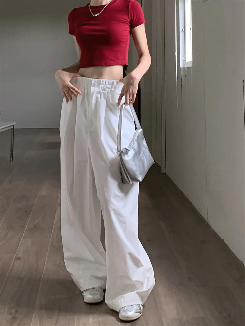 ワイドレッグパンツ ライト レディース 春 スプライシング 洗える キャンパス プリーツ ウエストバンド フランネル 刺繍 フルレングス ギフト リボン レトロ