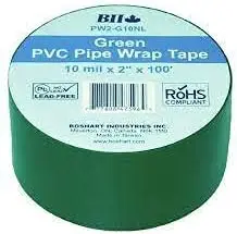 PW2-G10NL GRÜNES PVC-Rohrwickelband 10 MIL X 2 Zoll X 100 Fuß Tauchpumpen-Rohrwickelband Verpackungsband 1 Packung