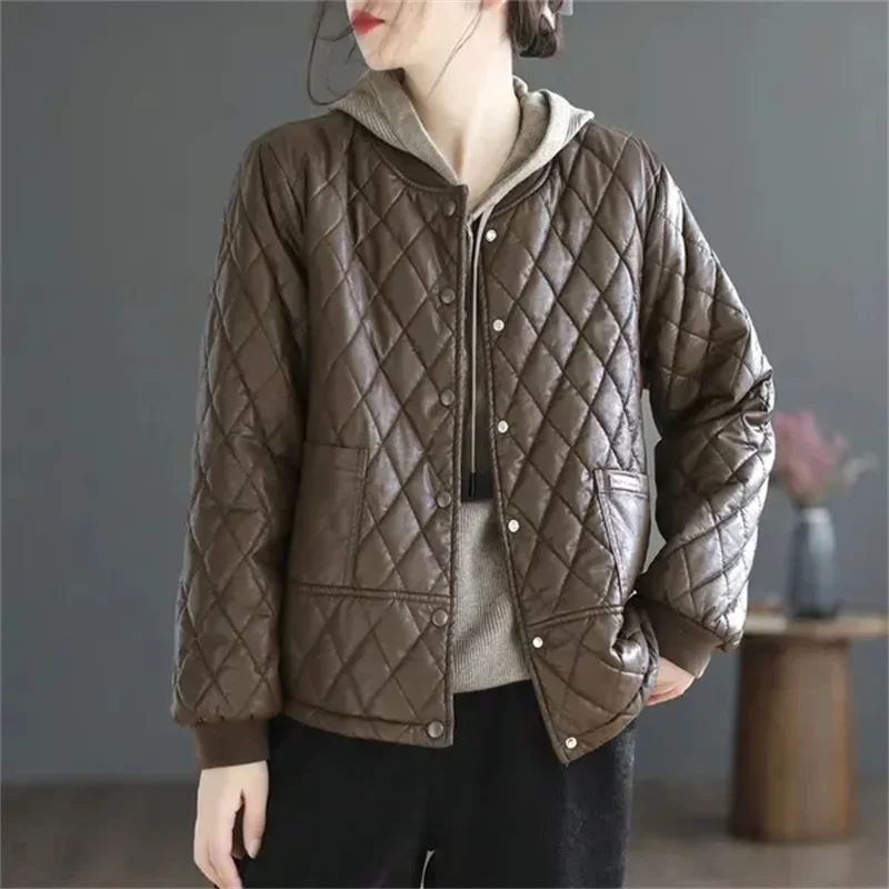 

2024 New Korean Loose Plus Size Winter Cotton Jacket Women's Spring Autumn Winter Versatile Cotton Clip Jacket Parker