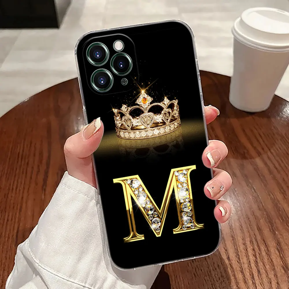 حافظة شفافة بحروف M L E T K J I U لهاتف أبل آيفون 17 16 15 14 13 12 11 Pro Max 16 Plus 16E 17Air 17Pro غطاء هاتف Funda