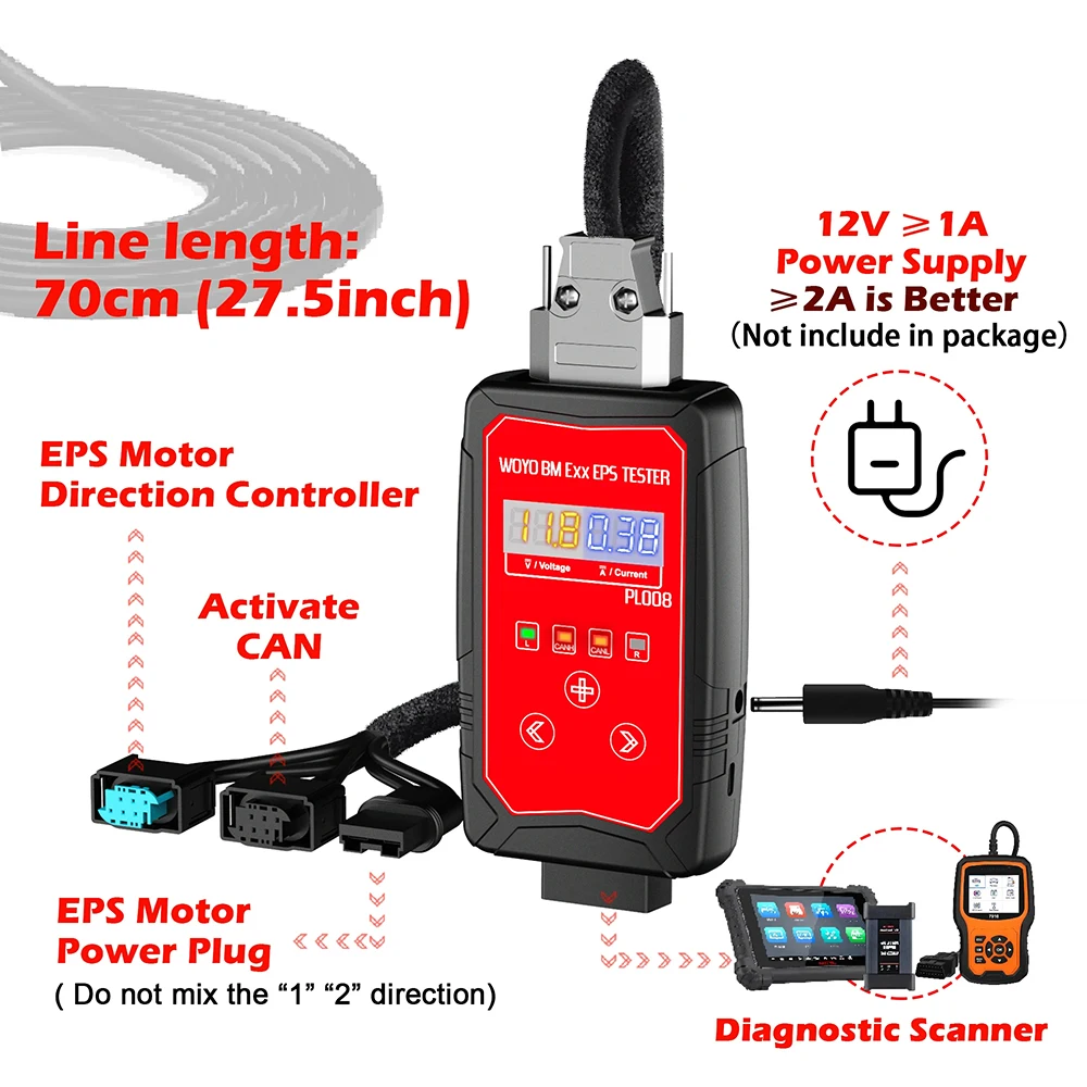 EPS Test Platform WOYO PL018 For Audi PL008 For BMW Wheel Steering Motor Tester Electric Power Steering Vehicle Diagnostic Tool